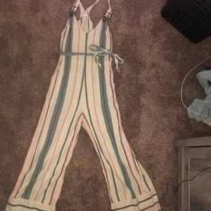 Billabong stripe wide pant overalls